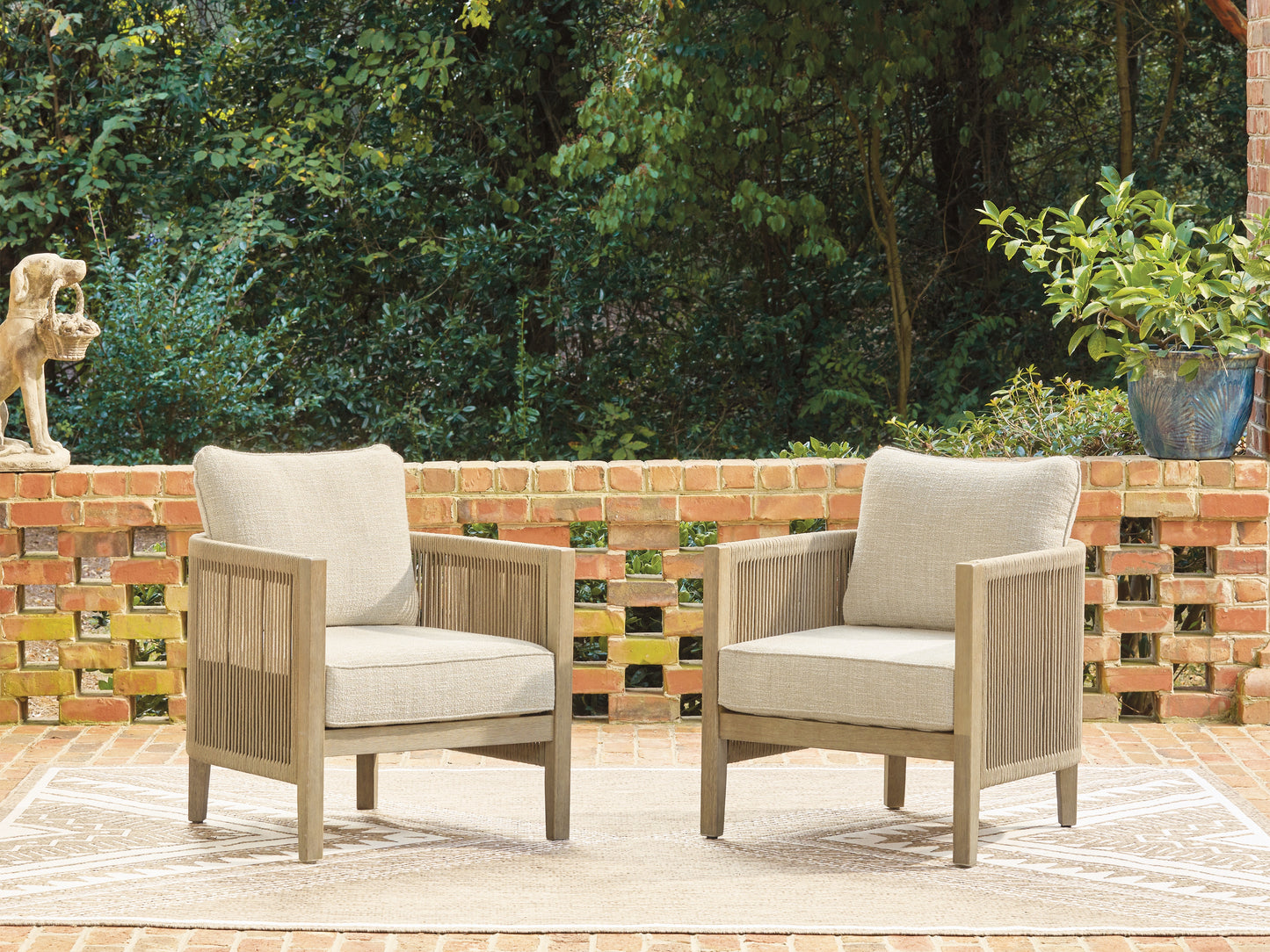 Lakeland Furniture Outlet - Ashley Furniture - Spooners Cove Outdoor - Lounge Chair w/Cushion (Set of 2) / Beige - PCP469-820