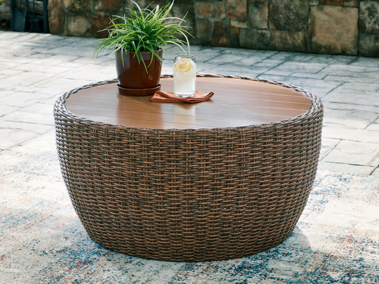 Lakeland Furniture Outlet - Ashley Furniture - Double Point Outdoor - Round Cocktail Table / Beige - PCP503-708