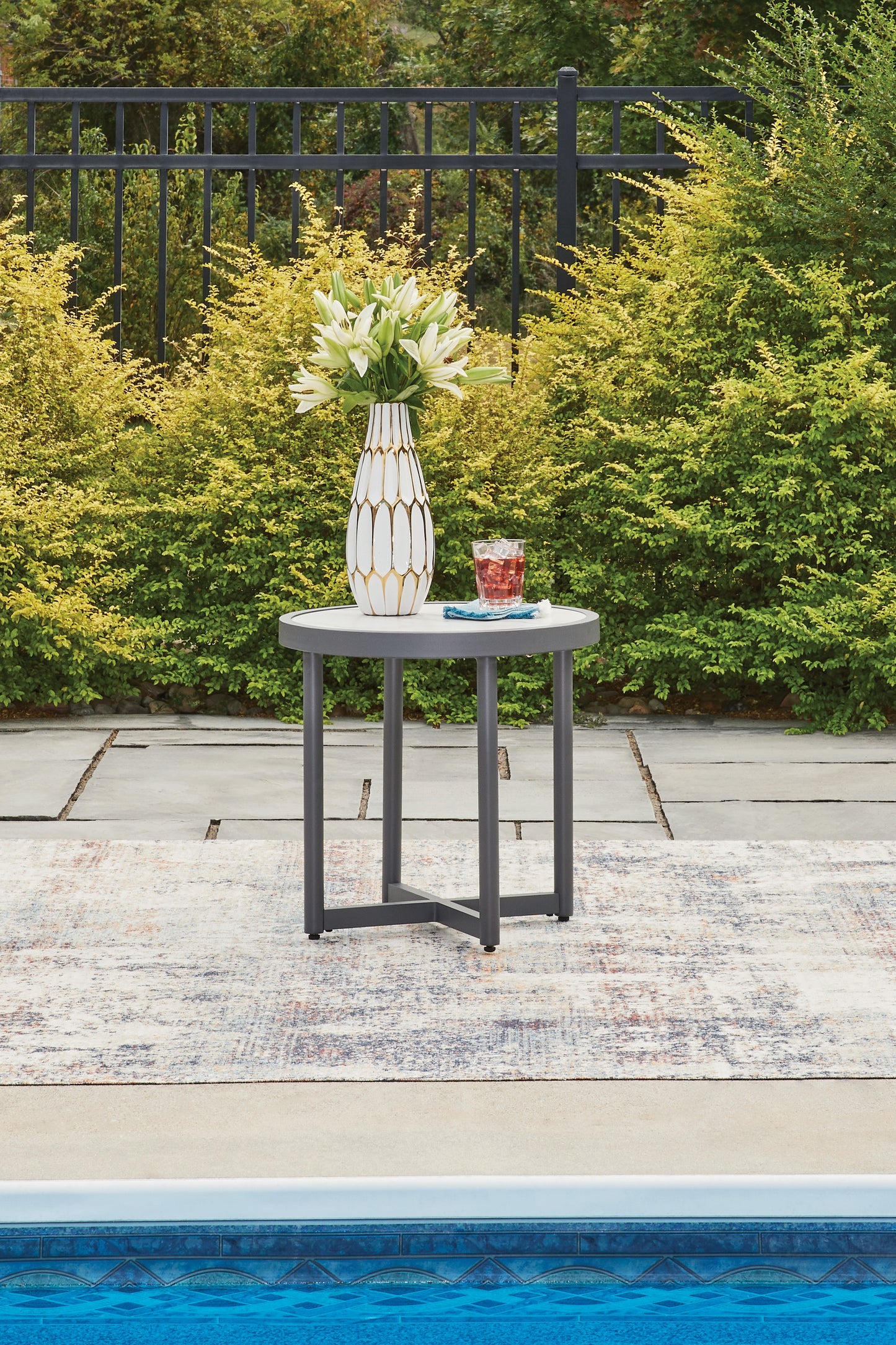Lakeland Furniture Outlet - Ashley Furniture - Ocean Beach Outdoor - Round End Table / Gray - PCP510-706