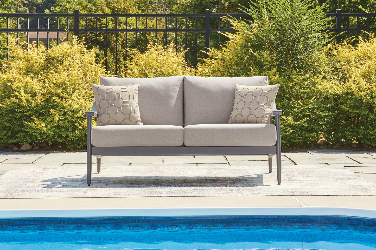 Lakeland Furniture Outlet - Ashley Furniture - Ocean Beach Outdoor - Loveseat w/Cushion / Gray - PCP510-835