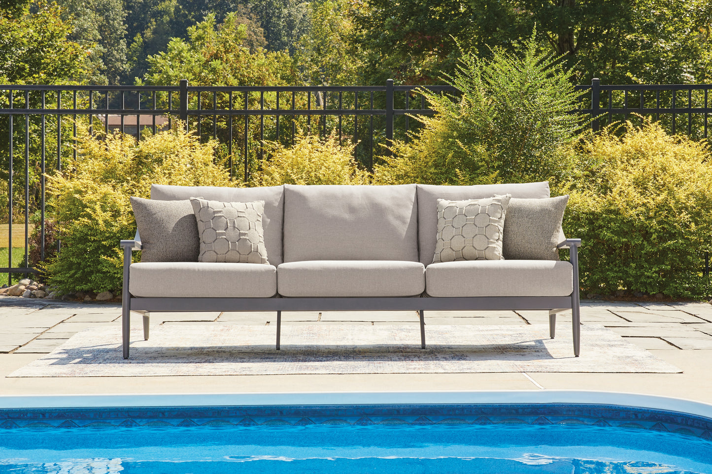 Lakeland Furniture Outlet - Ashley Furniture - Ocean Beach Outdoor - Sofa with Cushion / Gray - PCP510-838