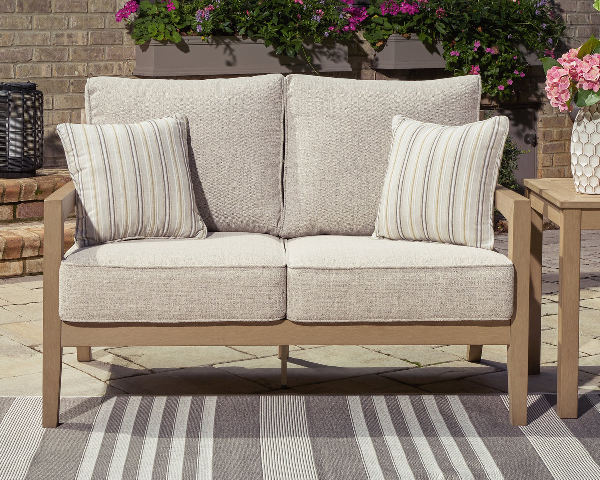 Lakeland Furniture Outlet - Ashley Furniture - Hallow Creek Outdoor - Loveseat w/Cushion / Driftwood - P560-835