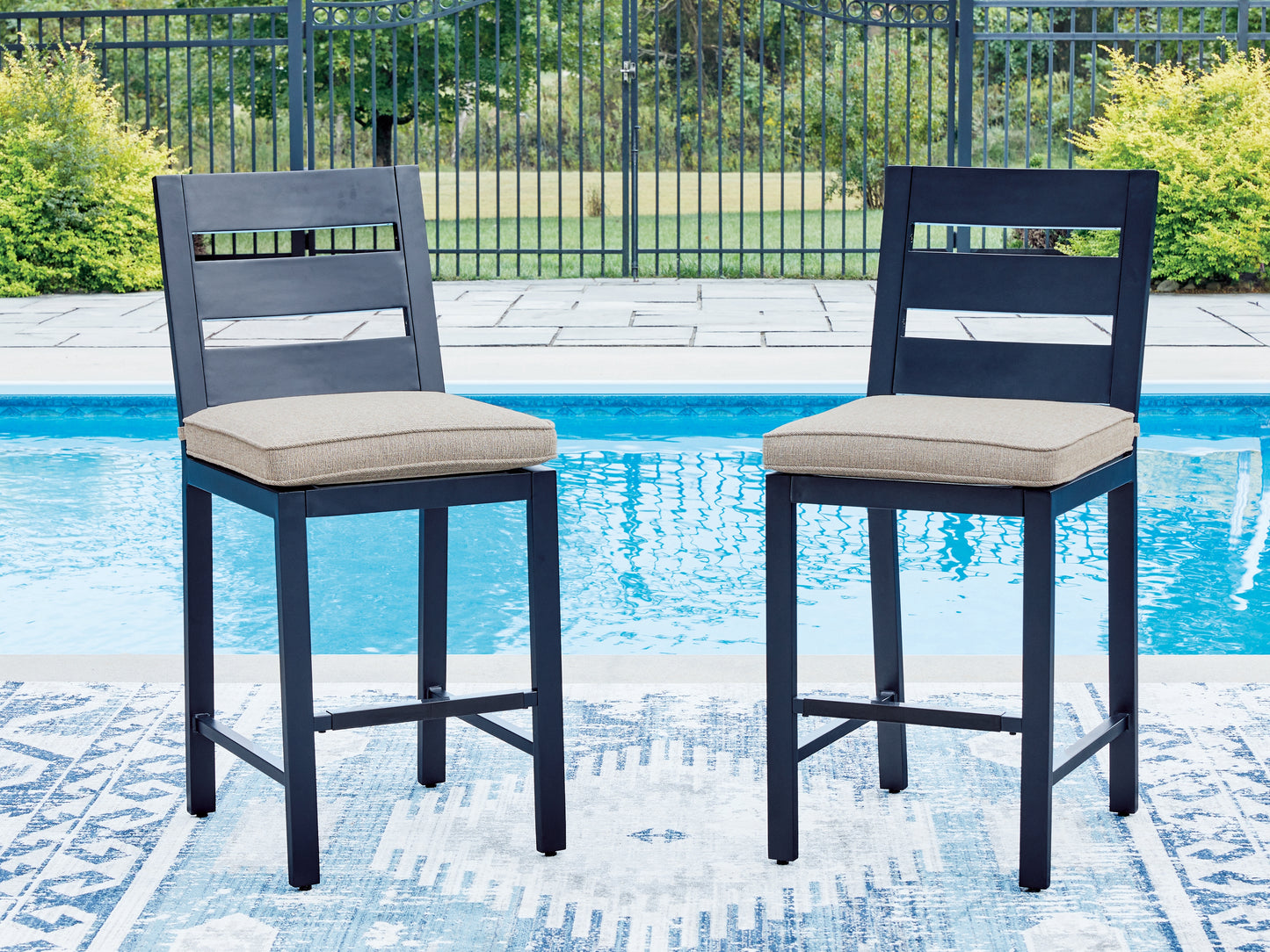 Lakeland Furniture Outlet - Ashley Furniture - East Beach Outdoor - Barstool (Set of 2) / Navy Blue - PCP587-124