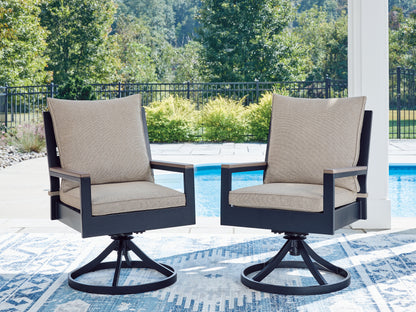 Lakeland Furniture Outlet - Ashley Furniture - East Beach Outdoor - Swivel Chair w/Cushion (Set of 2) / Navy Blue/Driftwood - PCP587-602A