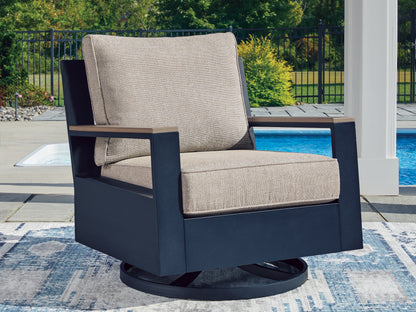 Lakeland Furniture Outlet - Ashley Furniture - East Beach Outdoor - Swivel Glider Chair w/Cushion / Navy Blue/Driftwood - PCP587-821