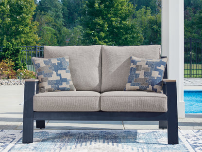 Lakeland Furniture Outlet - Ashley Furniture - East Beach Outdoor - Loveseat w/Cushion / Navy Blue/Driftwood - PCP587-835