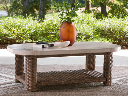 Lakeland Furniture Outlet - Ashley Furniture - Dolan Creek Outdoor - Rectangular Cocktail Table / Beige/Brown - PCP610-701
