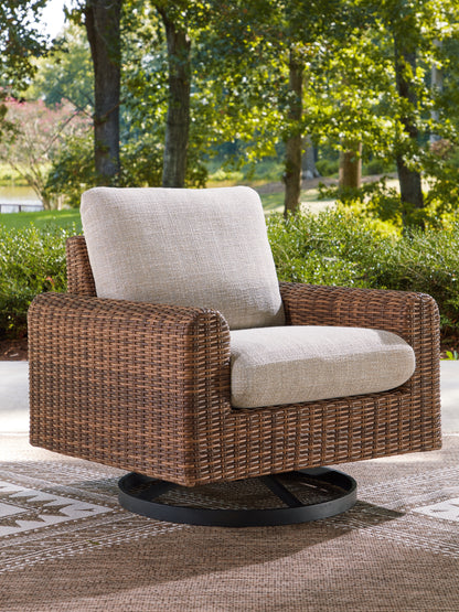 Lakeland Furniture Outlet - Ashley Furniture - Dolan Creek Outdoor - Swivel Lounge w/ Cushion / Gray/Brown - PCP610-821