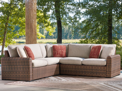 Lakeland Furniture Outlet - Ashley Furniture - Dolan Creek Outdoor - 3-Piece Outdoor Sectional / Beige/Brown - PCP610P1
