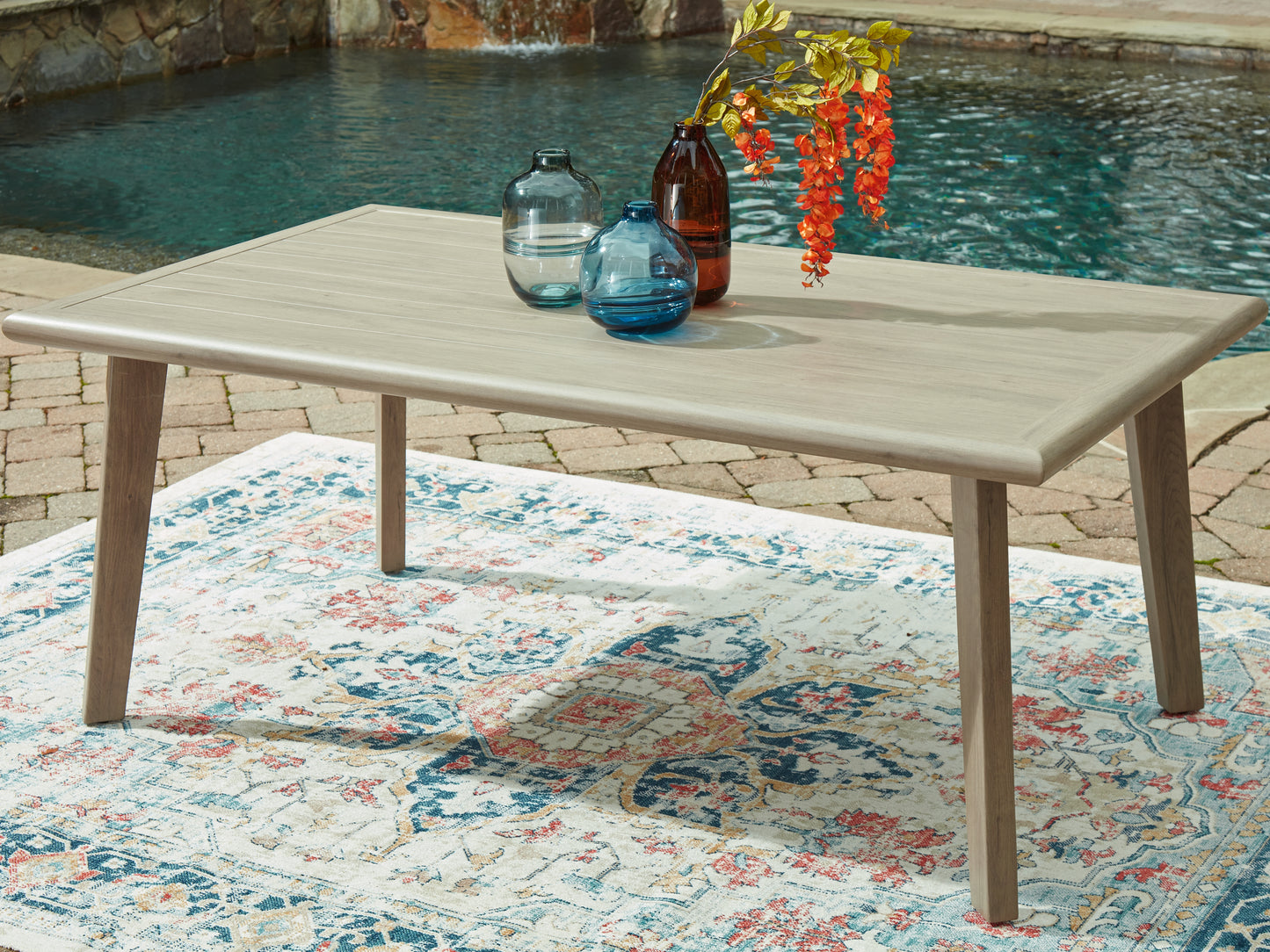 Lakeland Furniture Outlet - Ashley Furniture - Cliff Trails Outdoor - RECT Dining Table w/UMB OPT / Beige - PCP690-625