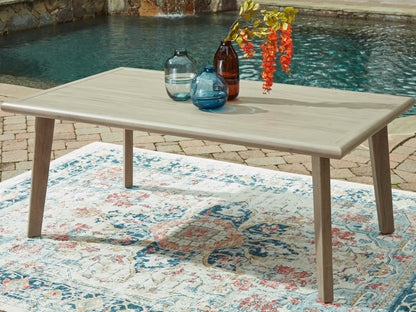 Lakeland Furniture Outlet - Ashley Furniture - Cliff Trails Outdoor - RECT Dining Table w/UMB OPT / Beige - PCP690-625