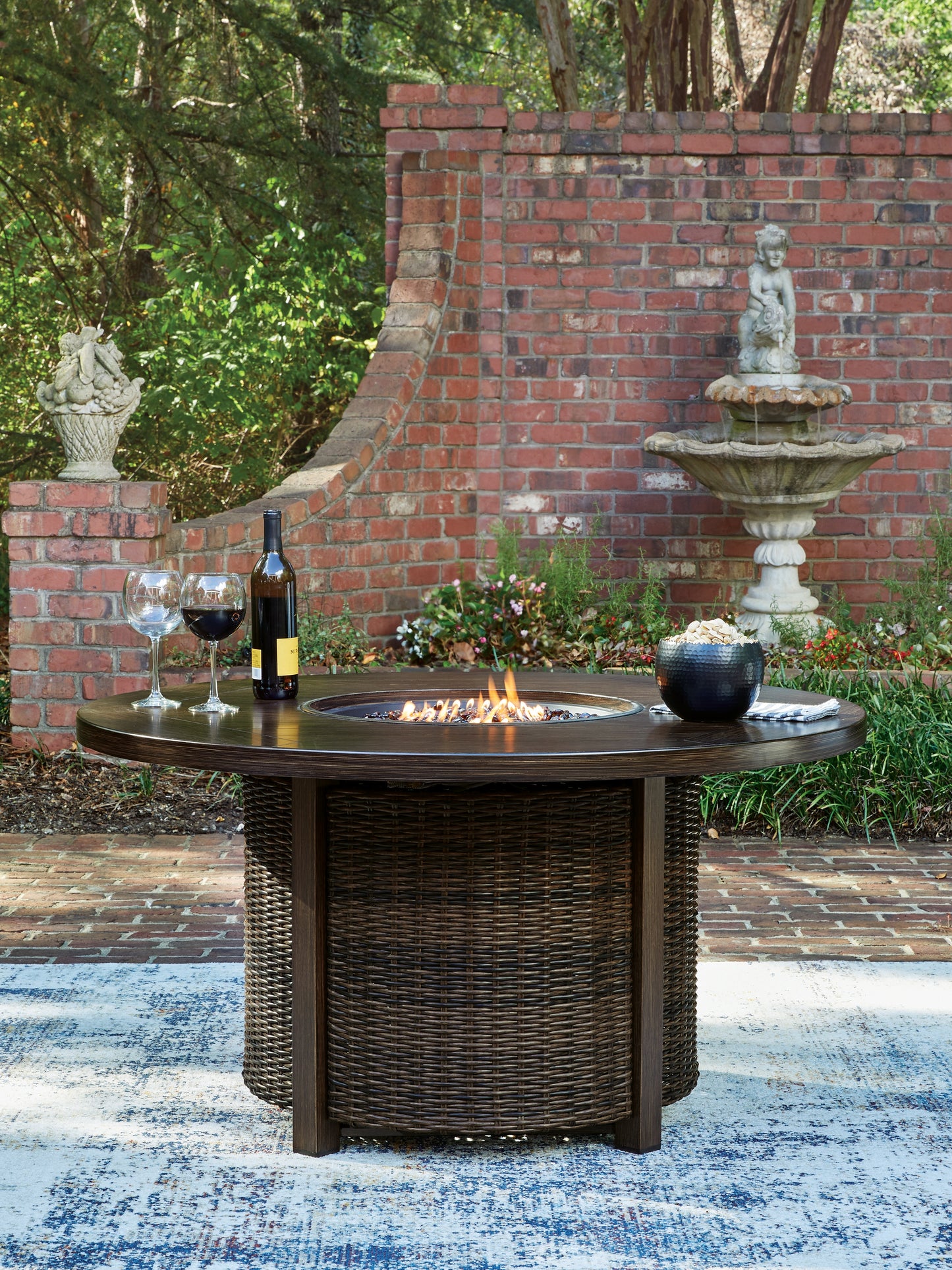 Lakeland Furniture Outlet - Ashley Furniture - Monterey Point Outdoor - Round Fire Pit Table / Dark Brown - PCP760-776