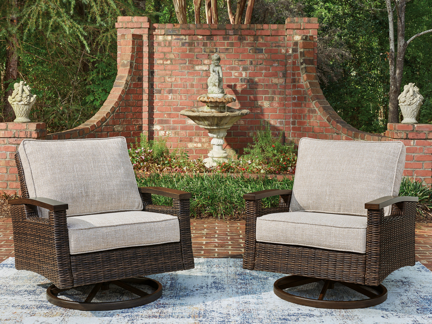 Lakeland Furniture Outlet - Ashley Furniture - Monterey Point Outdoor - Swivel Lounge Chair (Set of 2) / Dark Brown - PCP760-821