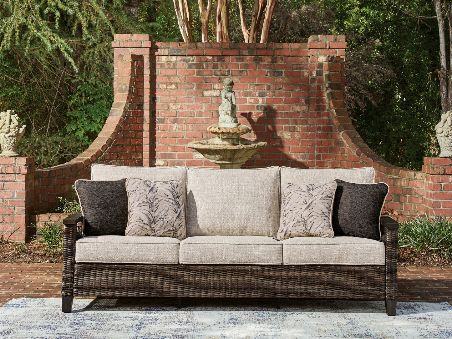 Lakeland Furniture Outlet - Ashley Furniture - Monterey Point Outdoor - Sofa with Cushion / Dark Brown - PCP760-838