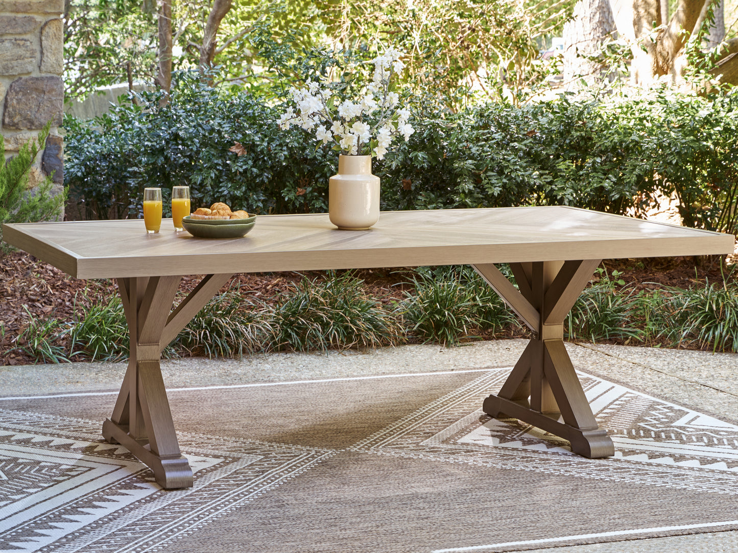 Lakeland Furniture Outlet - Ashley Furniture - Laguna Heights Outdoor - RECT Dining Table w/UMB OPT / Beige - PCP790-625