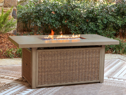 Lakeland Furniture Outlet - Ashley Furniture - Laguna Heights Outdoor - Rectangular Fire Pit Table / Beige - PCP790-773