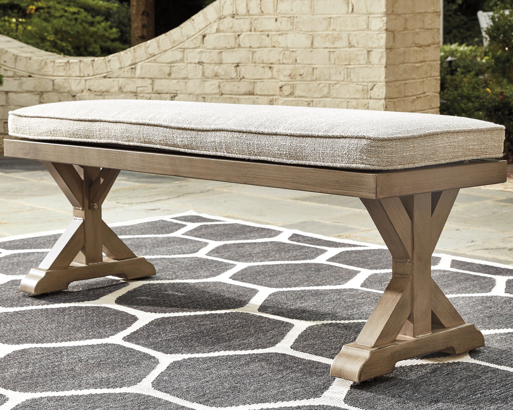 Lakeland Furniture Outlet - Ashley Furniture - Beachcroft Outdoor - Bench with Cushion / Beige - P791-600
