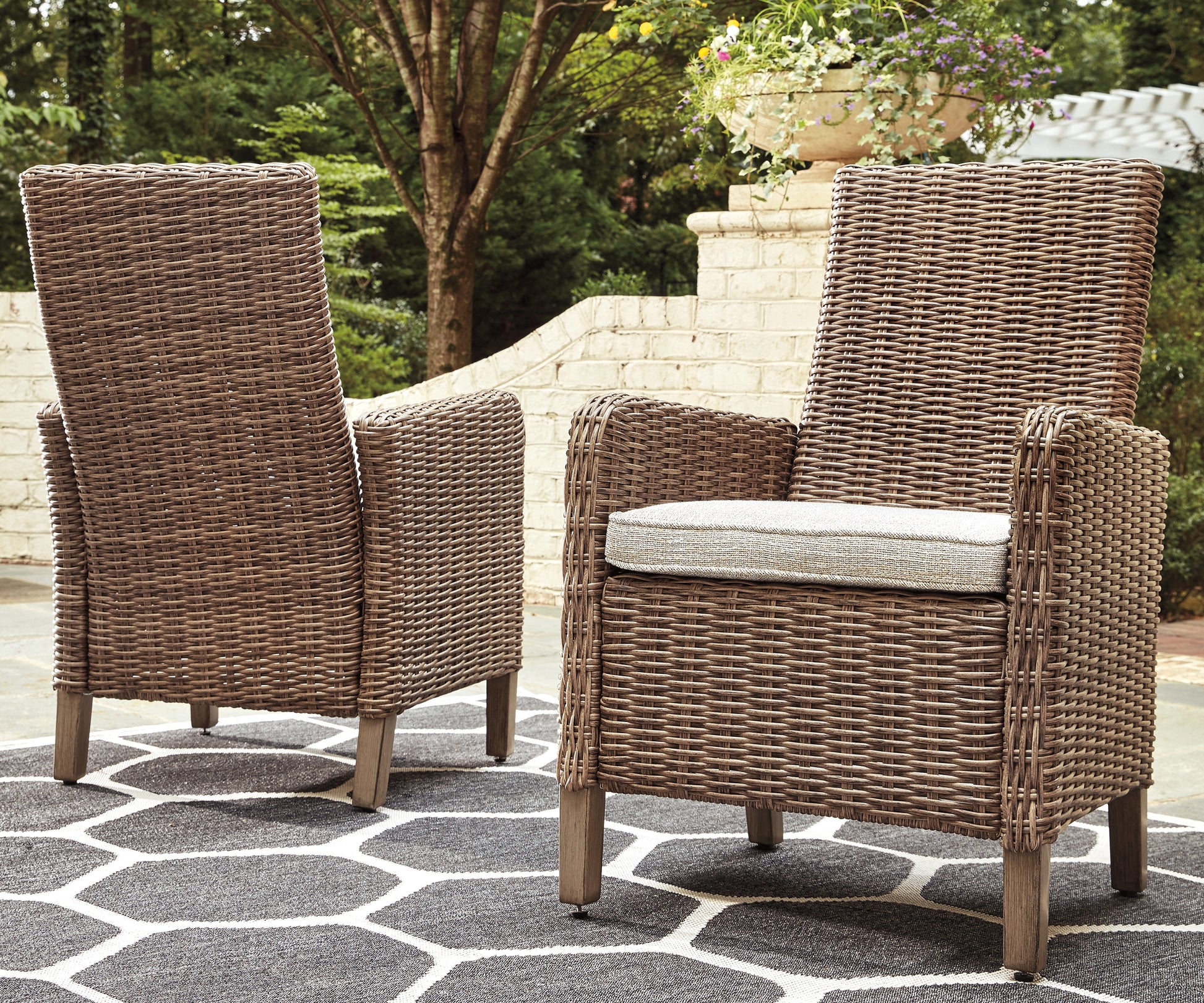 Lakeland Furniture Outlet - Ashley Furniture - Beachcroft Outdoor - Arm Chair With Cushion (Set of 2) / Beige - P791-601A