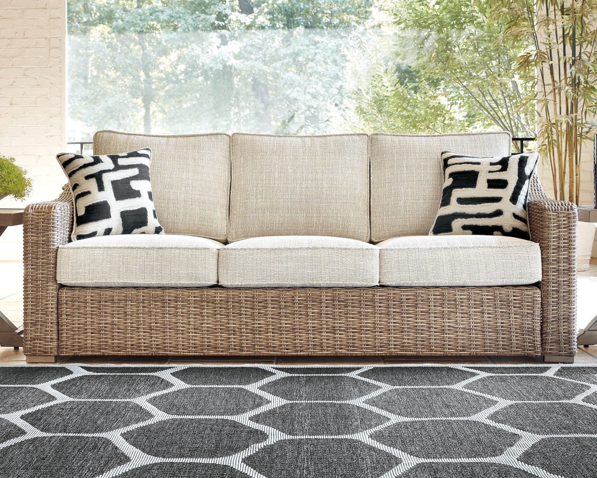 Lakeland Furniture Outlet - Ashley Furniture - Beachcroft Outdoor - Sofa with Cushion / Beige - P791-838