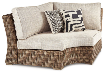 Lakeland Furniture Outlet - Ashley Furniture - Beachcroft Outdoor - Curved Corner Chair w/Cushion / Beige - P791-851
