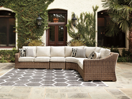 Lakeland Furniture Outlet - Ashley Furniture - Beachcroft Outdoor - 4-Piece Outdoor Seating Set / Beige - P791P7