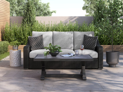 Lakeland Furniture Outlet - Ashley Furniture - Beachcroft Outdoor - Sofa with Cushion / Black/Light Gray - P792-838
