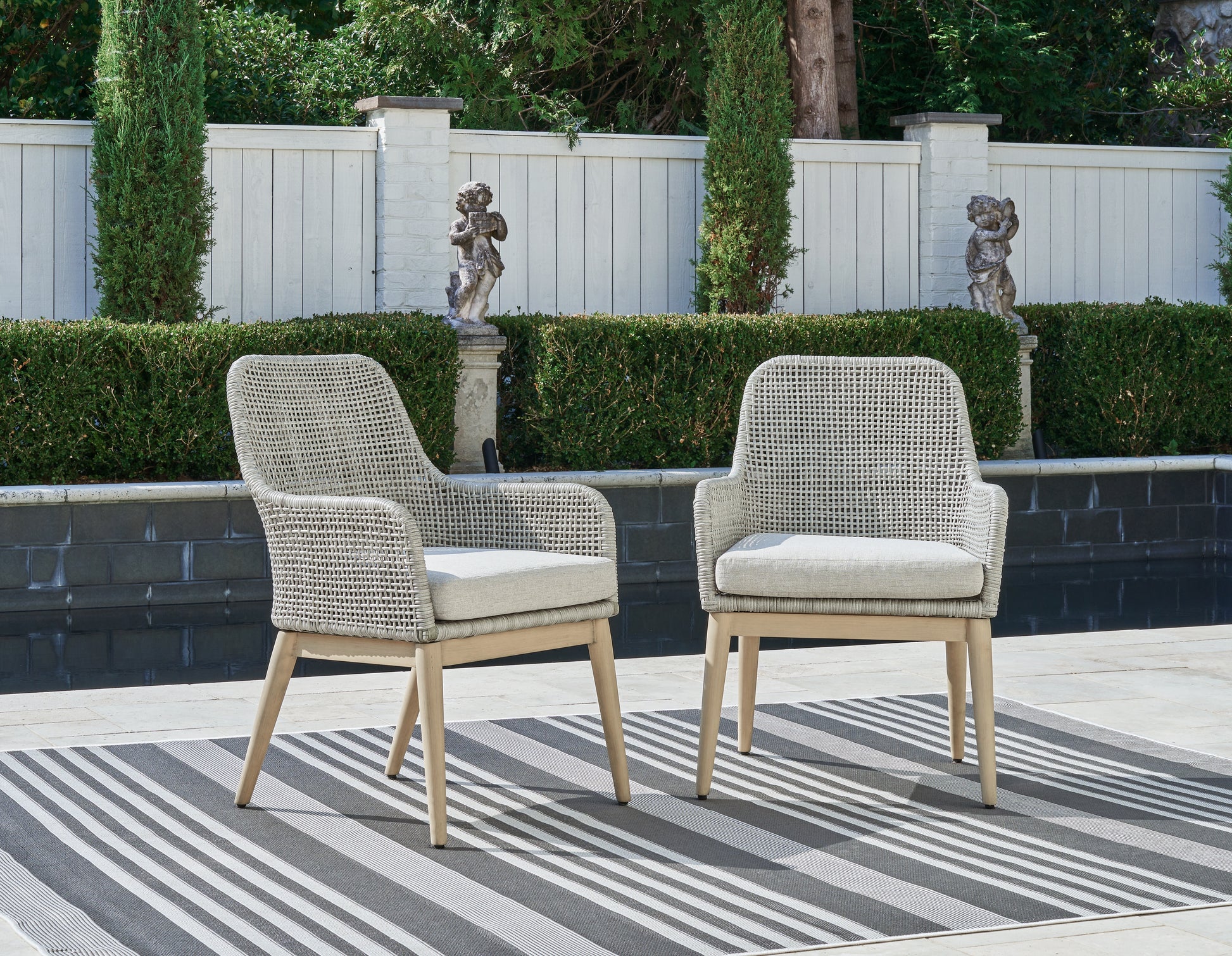 Lakeland Furniture Outlet - Ashley Furniture - Seton Creek Outdoor - Arm Chair With Cushion (Set of 2) / Gray - P798-601A