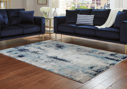 Lakeland Furniture Outlet - Ashley Furniture - Leonelle Rug - 7'10" x 10' Rug / White/Blue/Gray - R404871