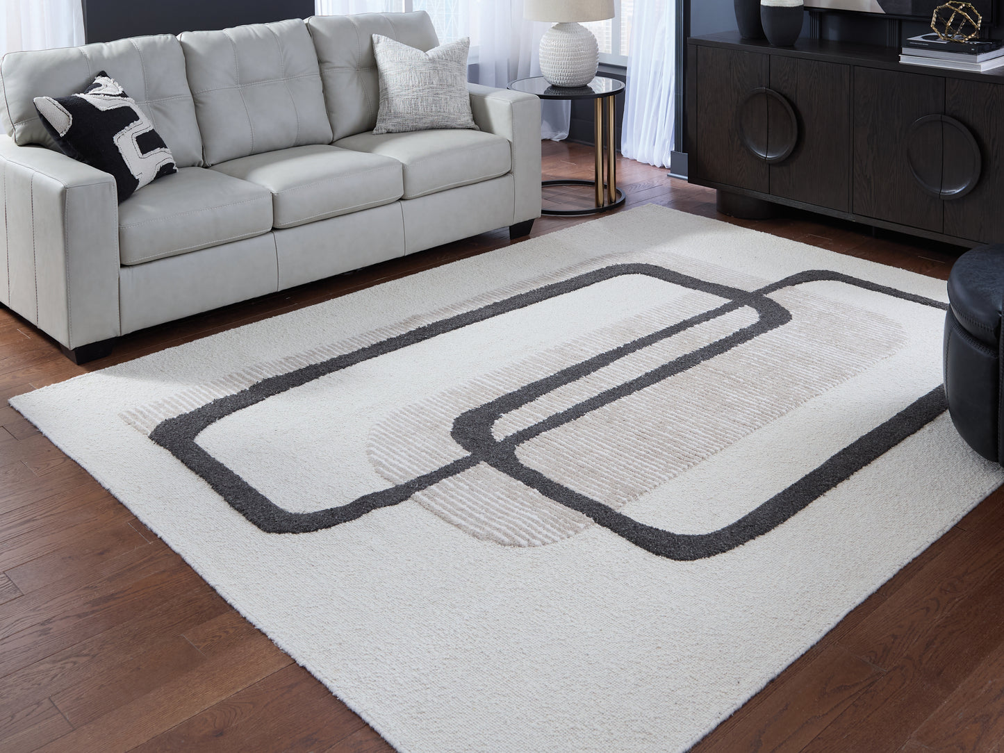Lakeland Furniture Outlet - Ashley Furniture - Davismour Rug - 7'8" x 10' Area Rug / Ivory/Taupe/Charcoal - R407561