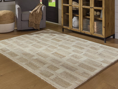 Lakeland Furniture Outlet - Ashley Furniture - Lisgrove Rug - 5' x 7' Area Rug / Tan/Brown/White - R407712