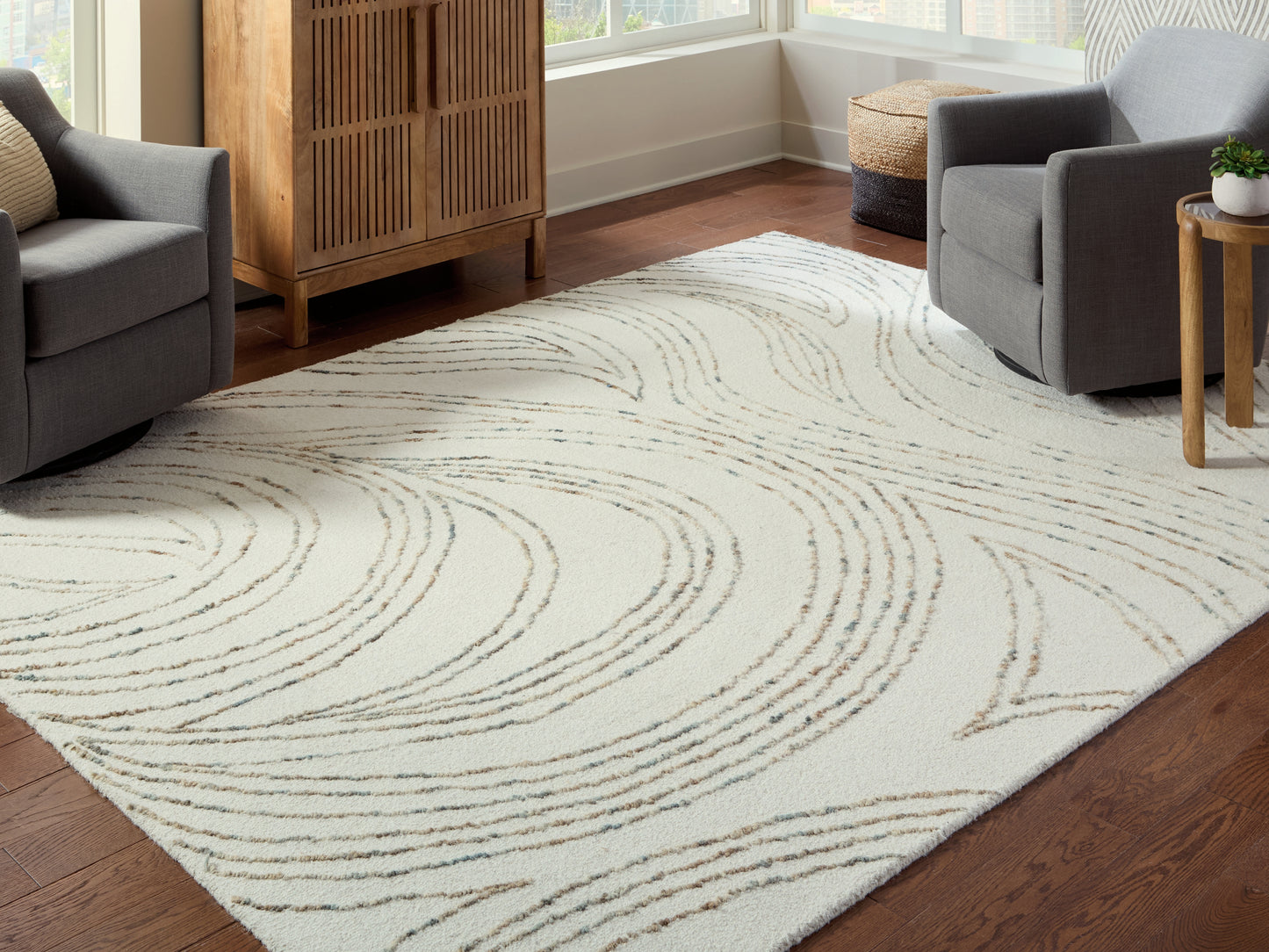 Lakeland Furniture Outlet - Ashley Furniture - Deenbury Rug - 7'8" x 10' Area Rug / Ivory/Green/Brown - R407861