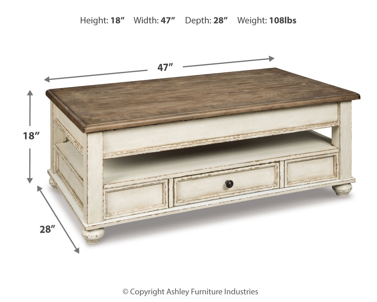 Realyn Coffee Table with Lift Top