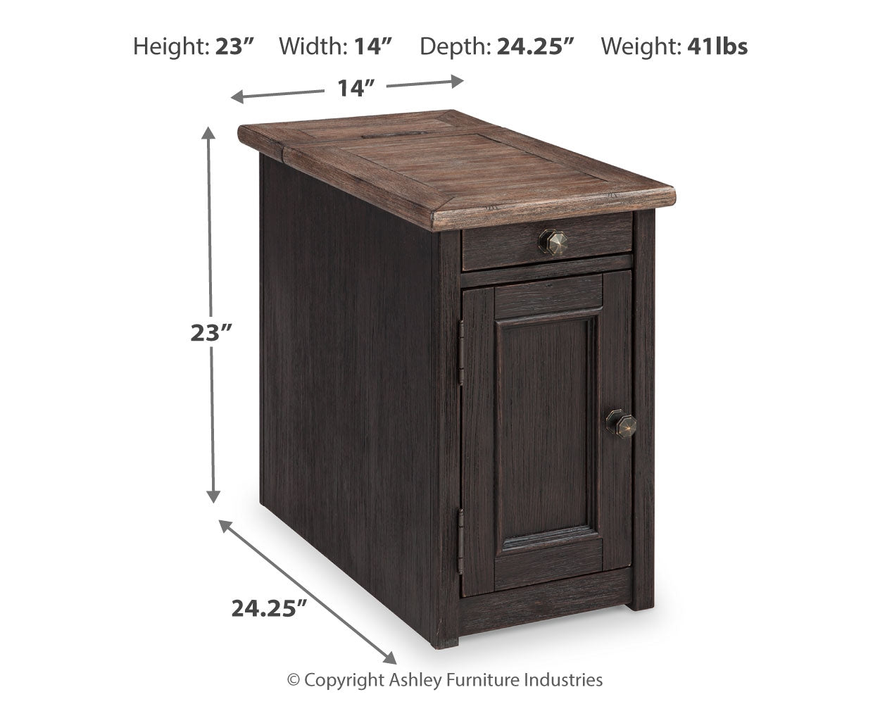 Tyler Creek Chairside End Table with USB Ports & Outlets