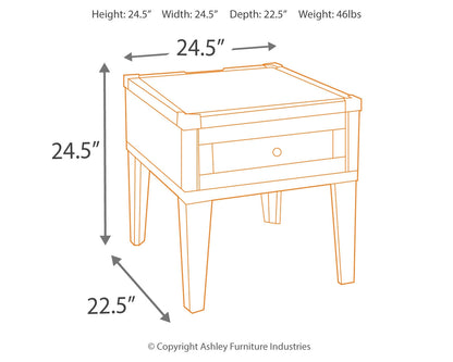 Todoe End Table with USB Ports & Outlets