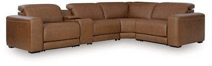 Lakeland Furniture Outlet - Ashley Furniture - Magic Man Sectional - 5-Piece Power Reclining Sectional with Console / Caramel - PCU10700S12