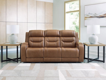 Lakeland Furniture Outlet - Ashley Furniture - Knightington Living Room - PWR REC Sofa w/Audio Seating / Caramel - PCU1160015A