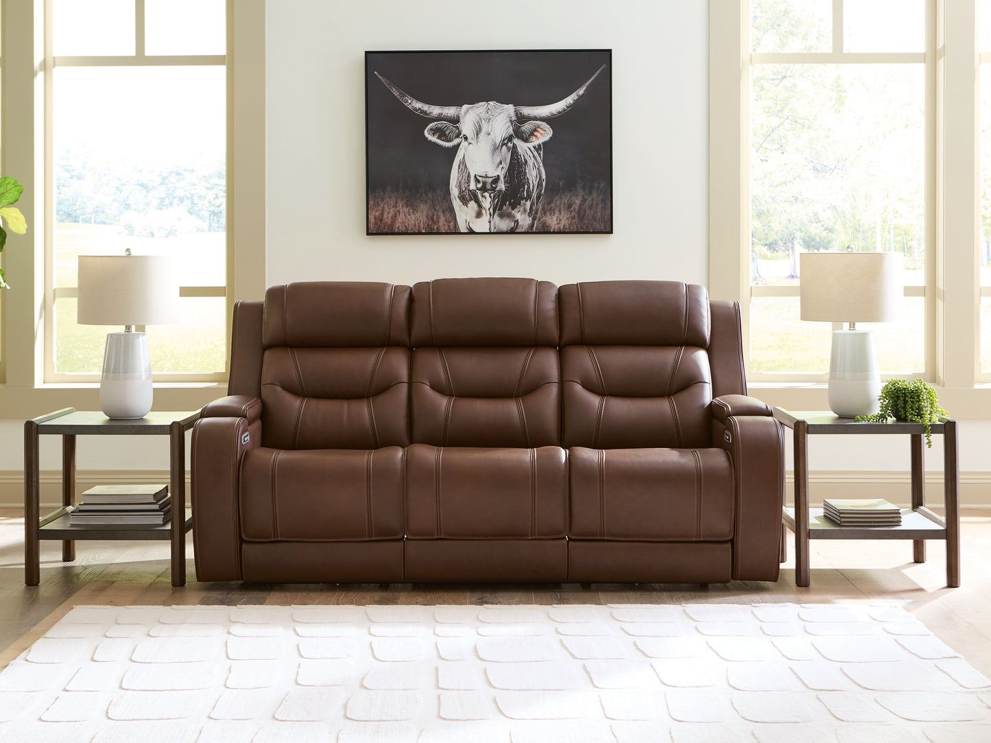 Lakeland Furniture Outlet - Ashley Furniture - Knightington Living Room - PWR REC Sofa w/Audio Seating / Brown - PCU1160215A