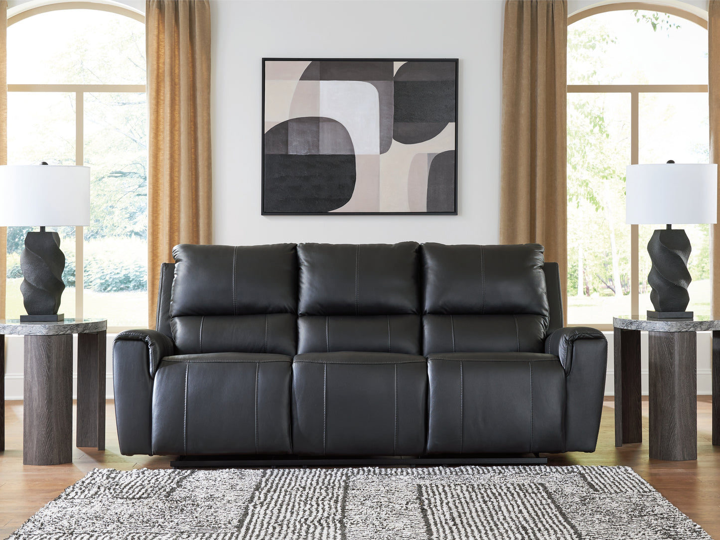 Lakeland Furniture Outlet - Ashley Furniture - Glossmore Living Room - Reclining Sofa / Black - PCU1170088