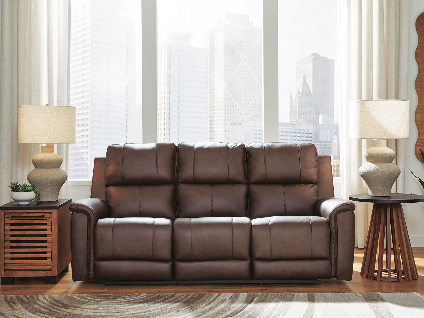 Lakeland Furniture Outlet - Ashley Furniture - Bleckley Living Room - PWR REC Sofa with ADJ Headrest / Espresso - PCU1200115