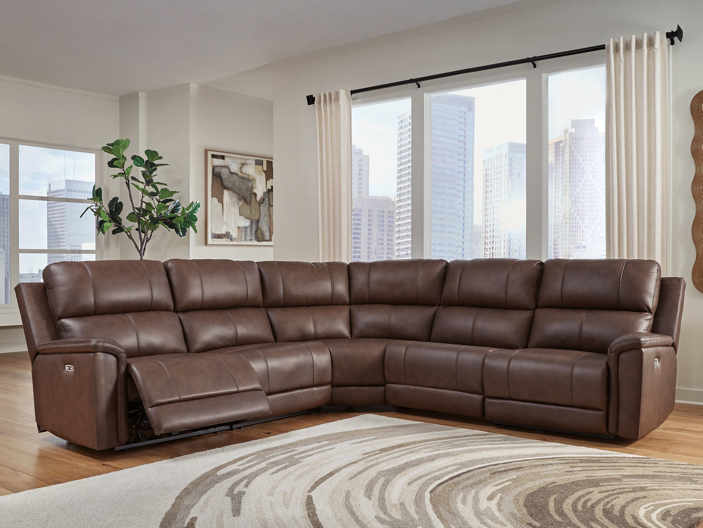 Lakeland Furniture Outlet - Ashley Furniture - Bleckley Sectional - 5-Piece Power Reclining Sectional / Espresso - PCU12001S4