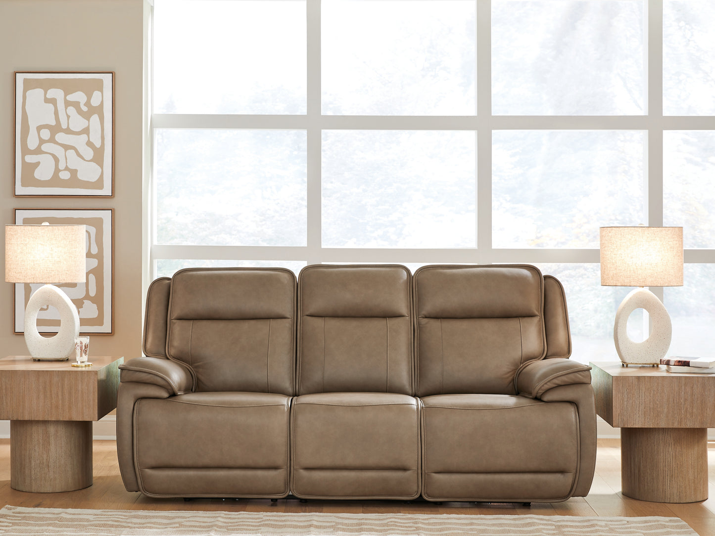 Lakeland Furniture Outlet - Ashley Furniture - Glencroft Living Room - PWR REC Sofa with ADJ Headrest / Sahara - PCU1240015