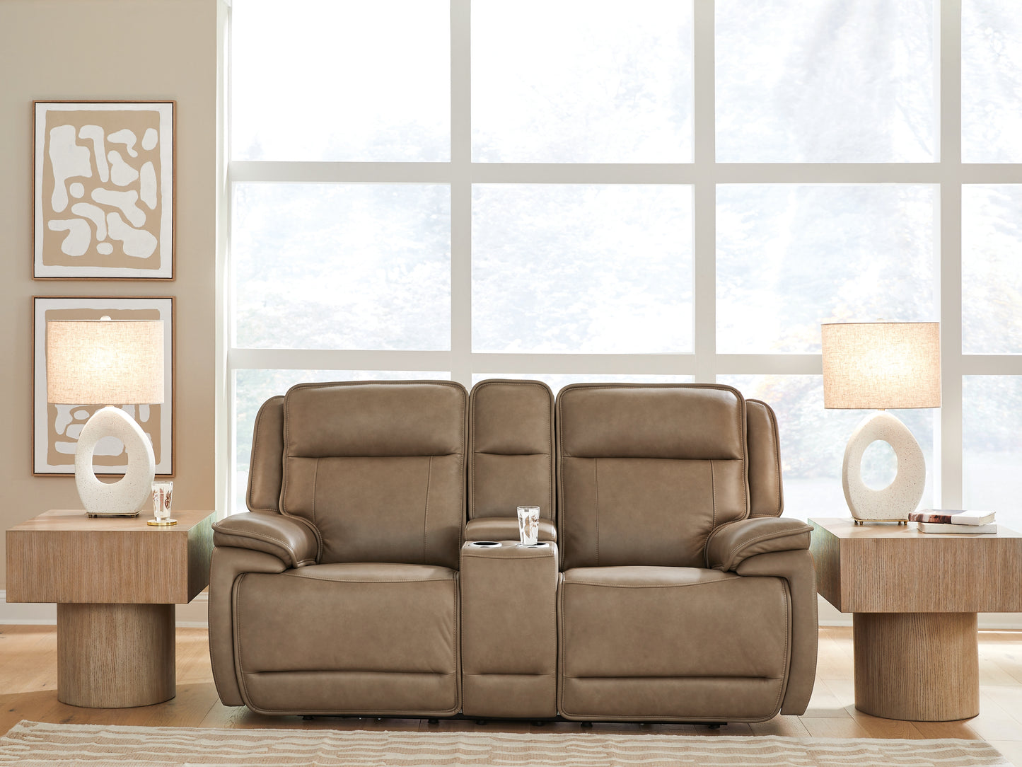 Lakeland Furniture Outlet - Ashley Furniture - Glencroft Living Room - PWR REC Loveseat/CON/ADJ HDRST / Sahara - PCU1240018