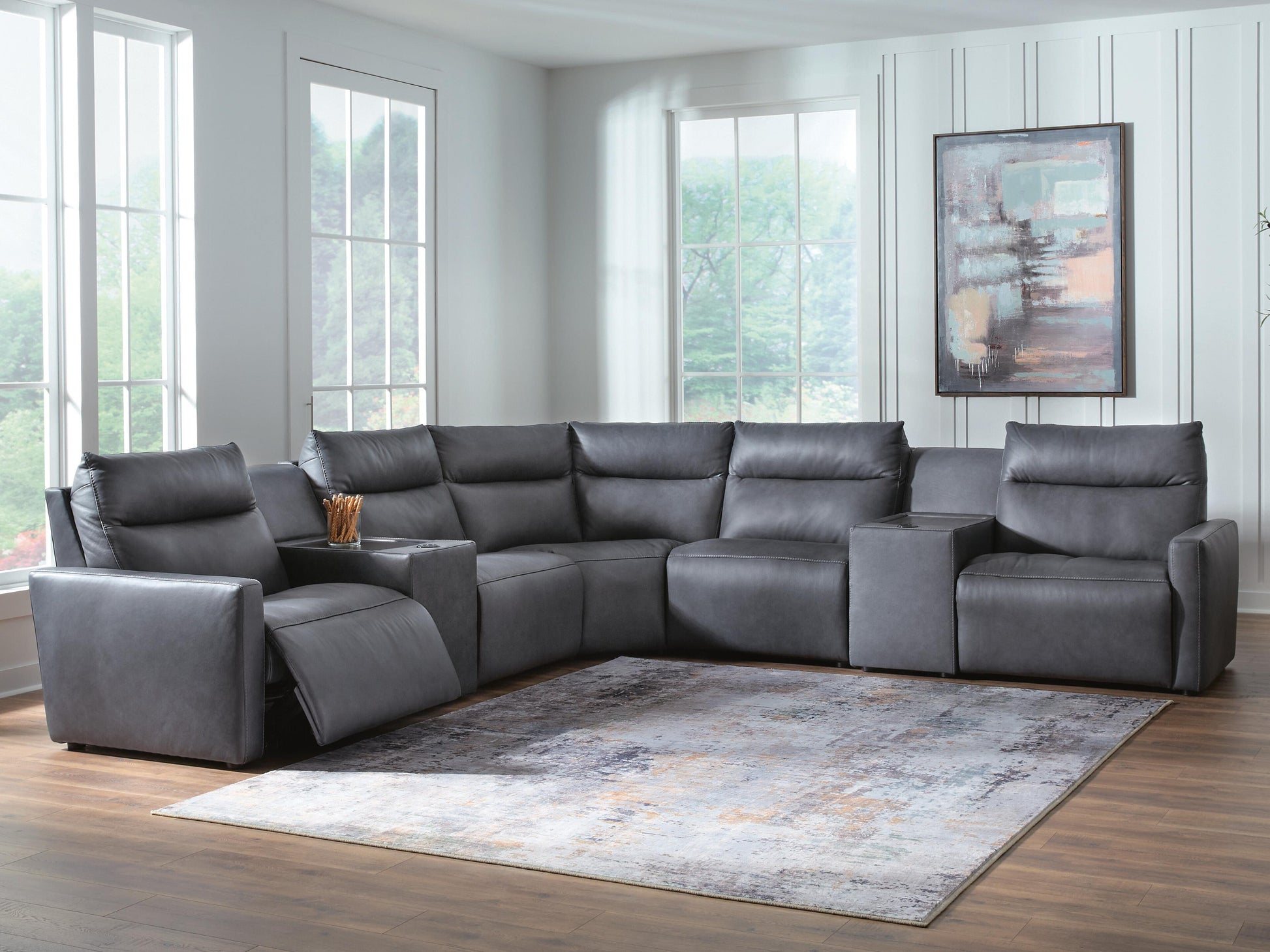 Lakeland Furniture Outlet - Ashley Furniture - ModZ Sectional - 7-Piece Power Reclining Sectional with Audio Consoles - U14001S8