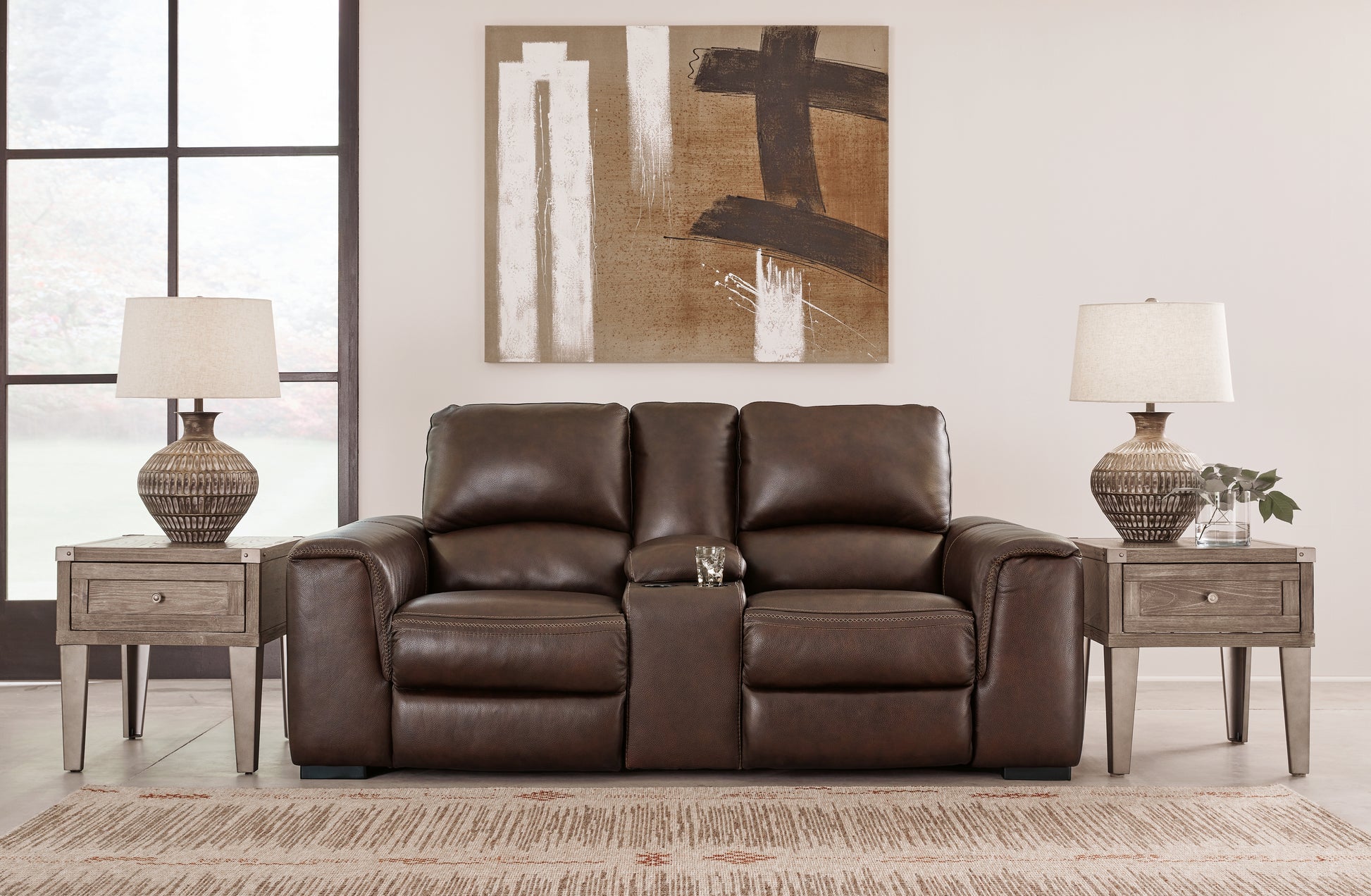 Lakeland Furniture Outlet - Ashley Furniture - Alessandro Living Room - PWR REC Loveseat/CON/ADJ HDRST / Walnut - U2550218