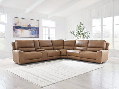 Lakeland Furniture Outlet - Ashley Furniture - DeepWakes Sectional - 6-Piece Reclining Sectional with Storage Console / Caramel - PCU62606S36