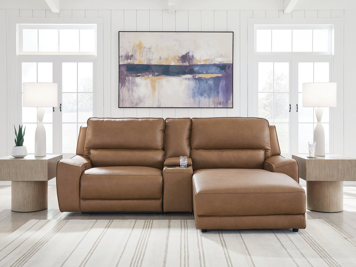 Lakeland Furniture Outlet - Ashley Furniture - DeepWakes Sectional - 3-Piece Power Reclining Sectional with Chaise / Caramel - PCU62606S4