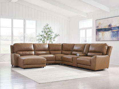 Lakeland Furniture Outlet - Ashley Furniture - DeepWakes Sectional - 6-Piece Power Reclining Sectional with Chaise / Caramel - PCU62606S19