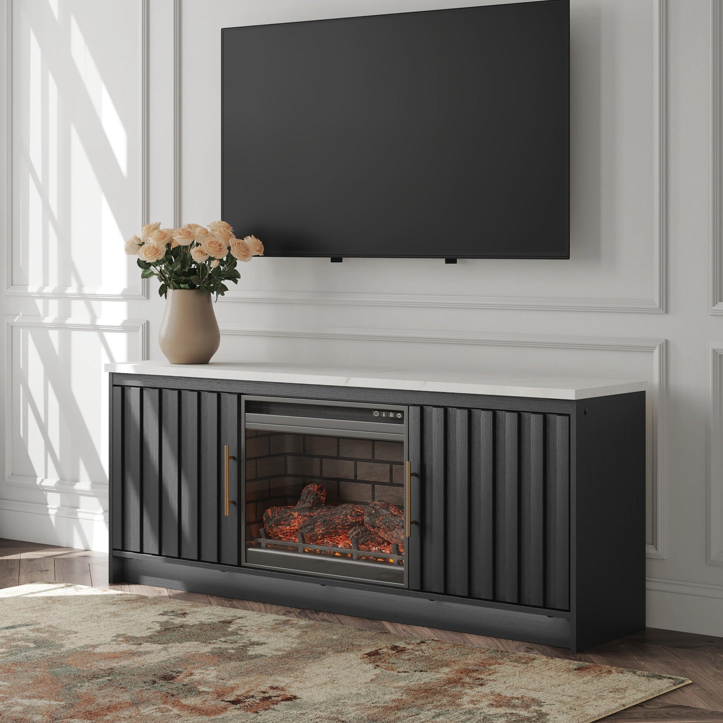Lakeland Furniture Outlet - Ashley Furniture - Cadmori 63" TV Stand with Electric Fireplace - 63" TV Stand with Electric Fireplace - W2616W2