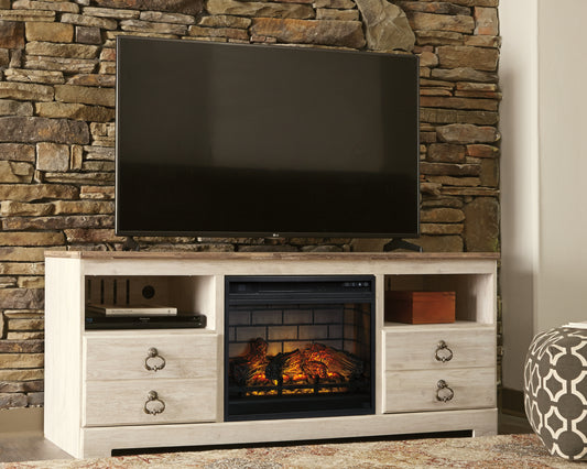 Lakeland Furniture Outlet - Ashley Furniture - Willowton 64" TV Stand with Electric Fireplace - 64" TV Stand with Electric Fireplace - W267W8