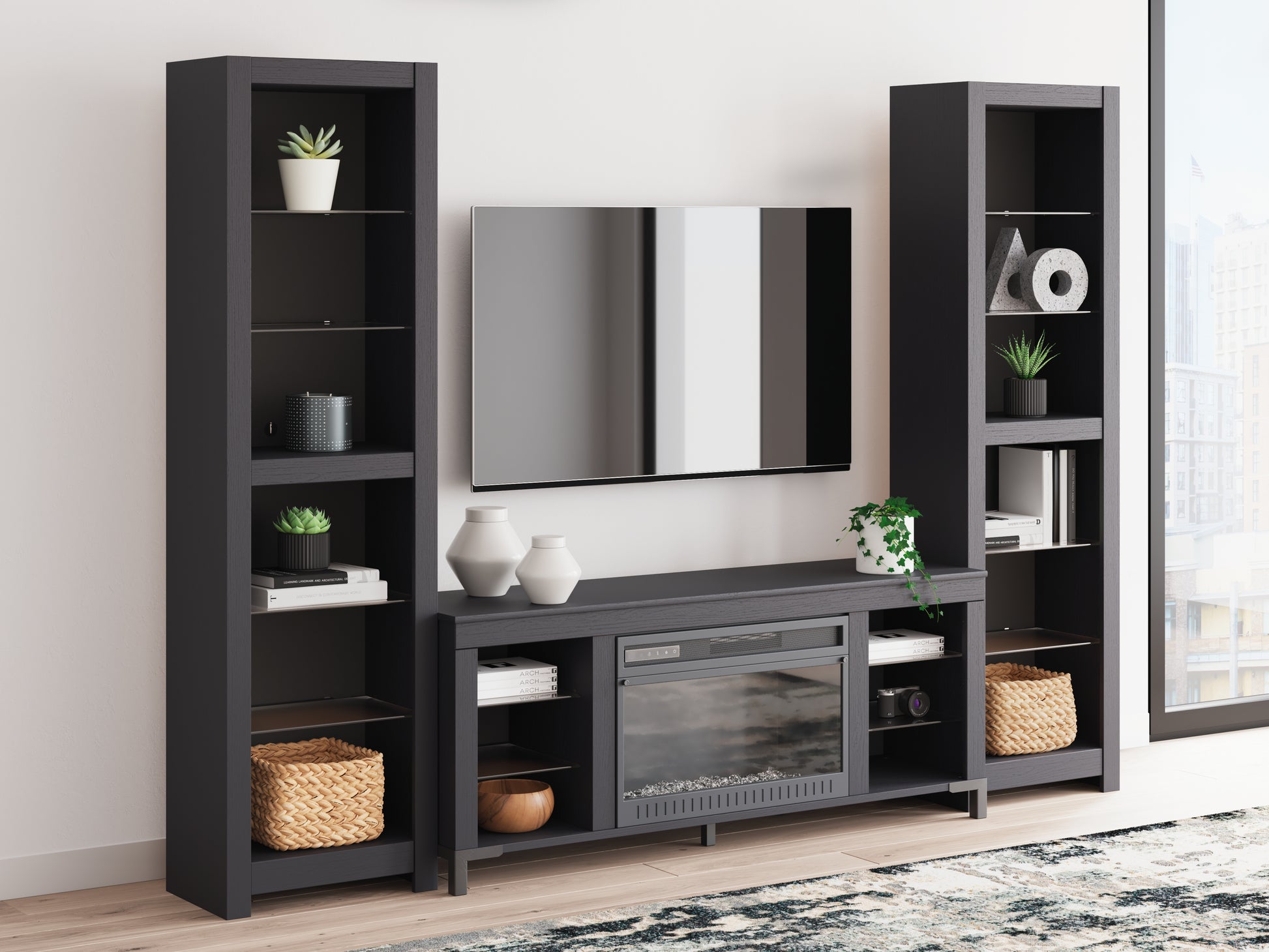Lakeland Furniture Outlet - Ashley Furniture - Cayberry 3-Piece Entertainment Center with Electric Fireplace - 3-Piece Entertainment Center with Electric Fireplace - W2721W2